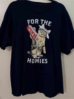 Cat Graphic Tee - Black "For The Homies" Milk Design